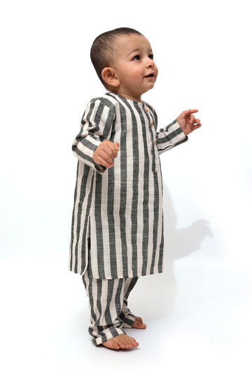 Set of 2 - Oswald Emerald Green Stripe Kurta Pajama